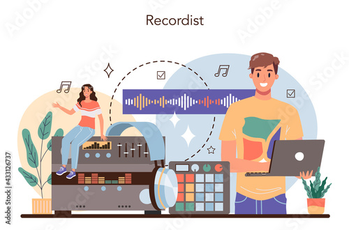 Sound engineer concept. Music production industry, sound recording