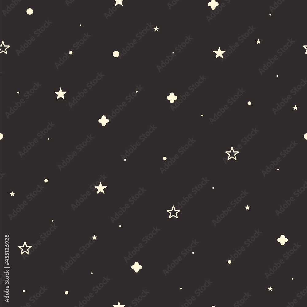 Moon seamless pattern. Celestial black background.
