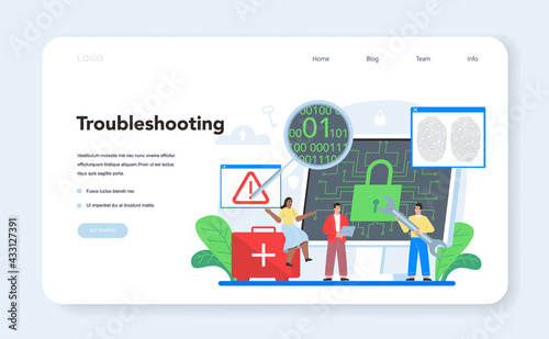 Computer security specialist web banner or landing page. Idea of digital