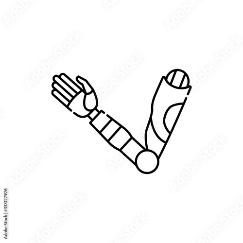 Bio artificial hand color line icon. Disability. Isolated vector element.