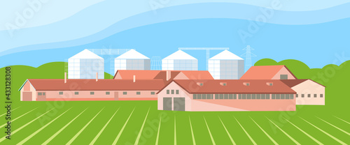 Rural landscape with an agricultural farm