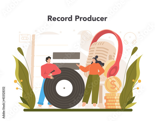 Producer concept. Popular music production, entertainment industry