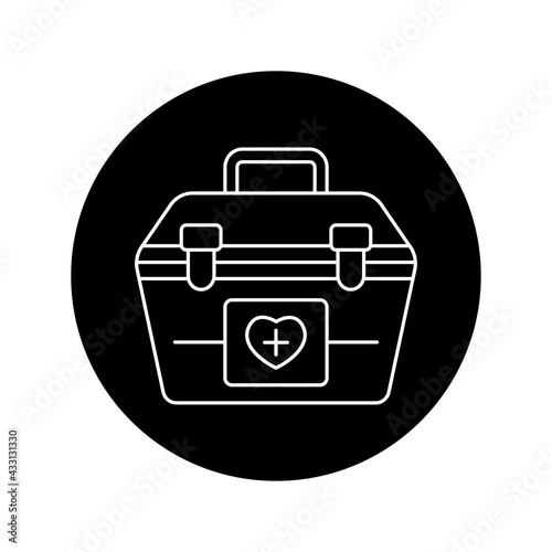 Box container color line icon. Donor program.
