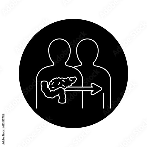 Pancreas transplant color line icon. Eating show. Autonomous sensory meridian response, sound waves as a symbol of enjoying sounds. Editable stroke.