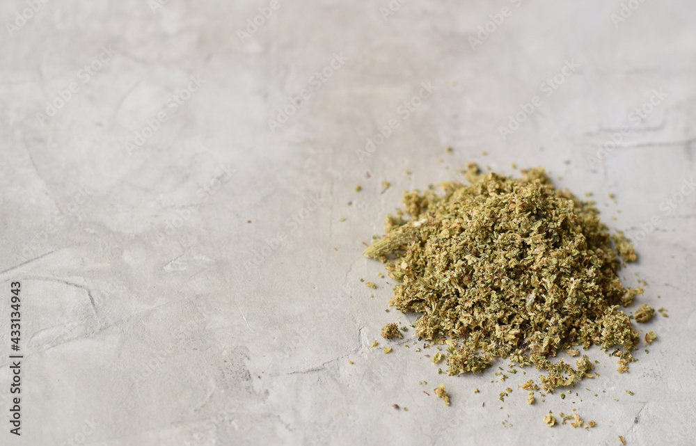 Fototapeta premium Weed cannabis on grey background