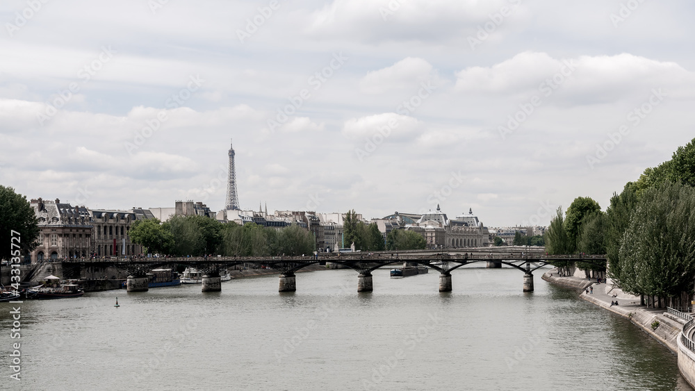 Obraz premium seine river city with Eiffel Tower in background 