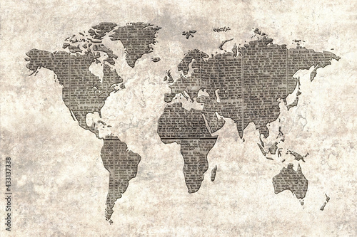 Fototapeta Naklejka Na Ścianę i Meble -  stone grunge world map background backdrop wallpaper