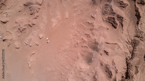 cars in the desert top view