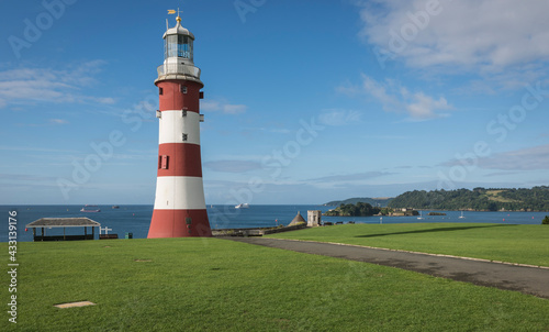 Lighthouse on the coast of Plymouth.