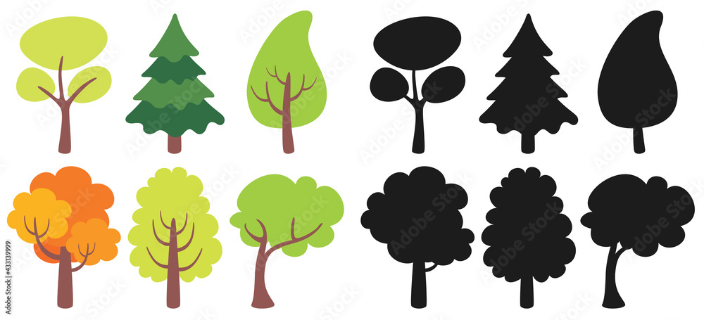 Set Of Various Flat Trees Set Of Various Flat Trees