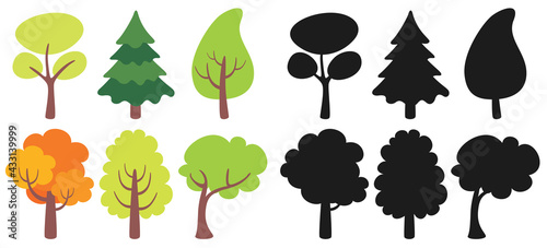 Set Of Various Flat Trees