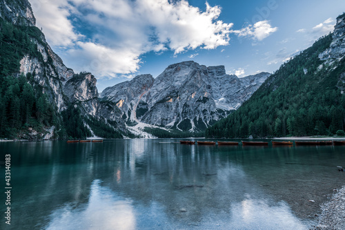 Panoramic view of Lake Braies in the Dolomites, Italy. © Bernhard