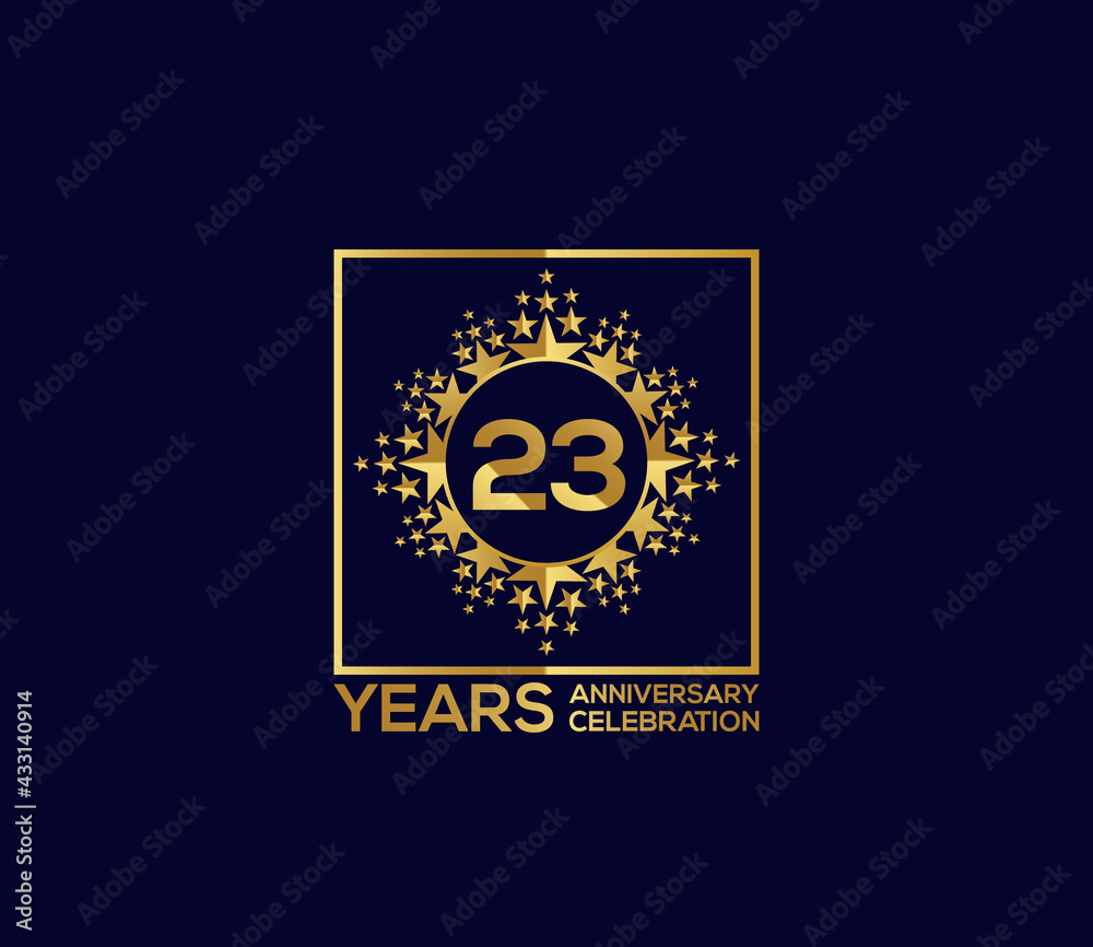 Naklejka premium Star Design Shape element, Luxury Gold Color Mixed Design, 23 Year Anniversary, Invitations, Party Events