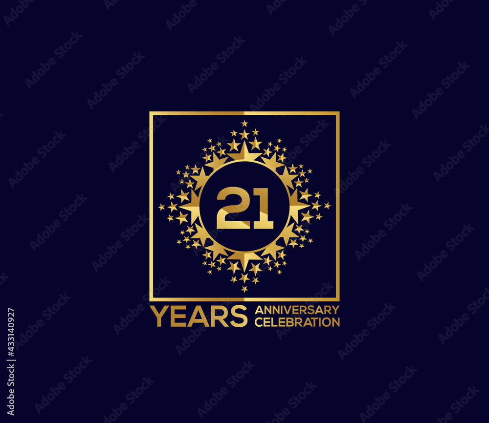 Naklejka premium Star Design Shape element, Luxury Gold Color Mixed Design, 21 Year Anniversary, Invitations, Party Events