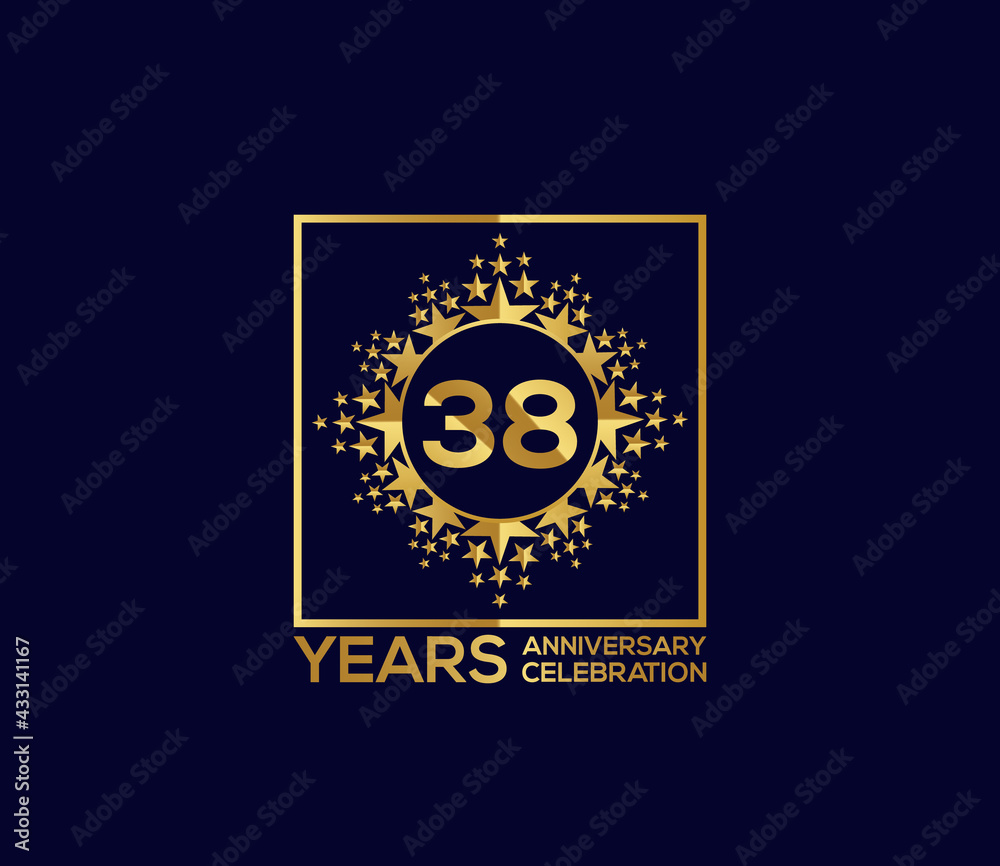 Naklejka premium Star Design Shape element, Luxury Gold Color Mixed Design, 38 Year Anniversary, Invitations, Party Events