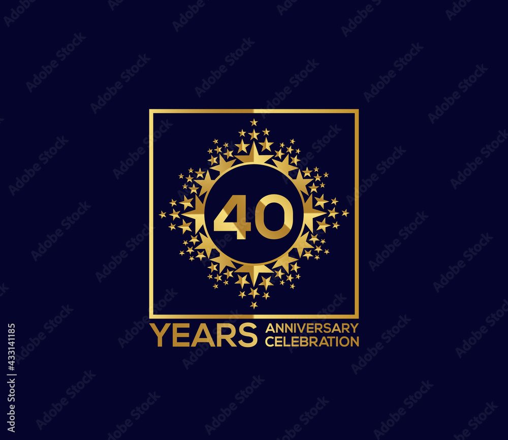 Naklejka premium Star Design Shape element, Luxury Gold Color Mixed Design, 40 Year Anniversary, Invitations, Party Events
