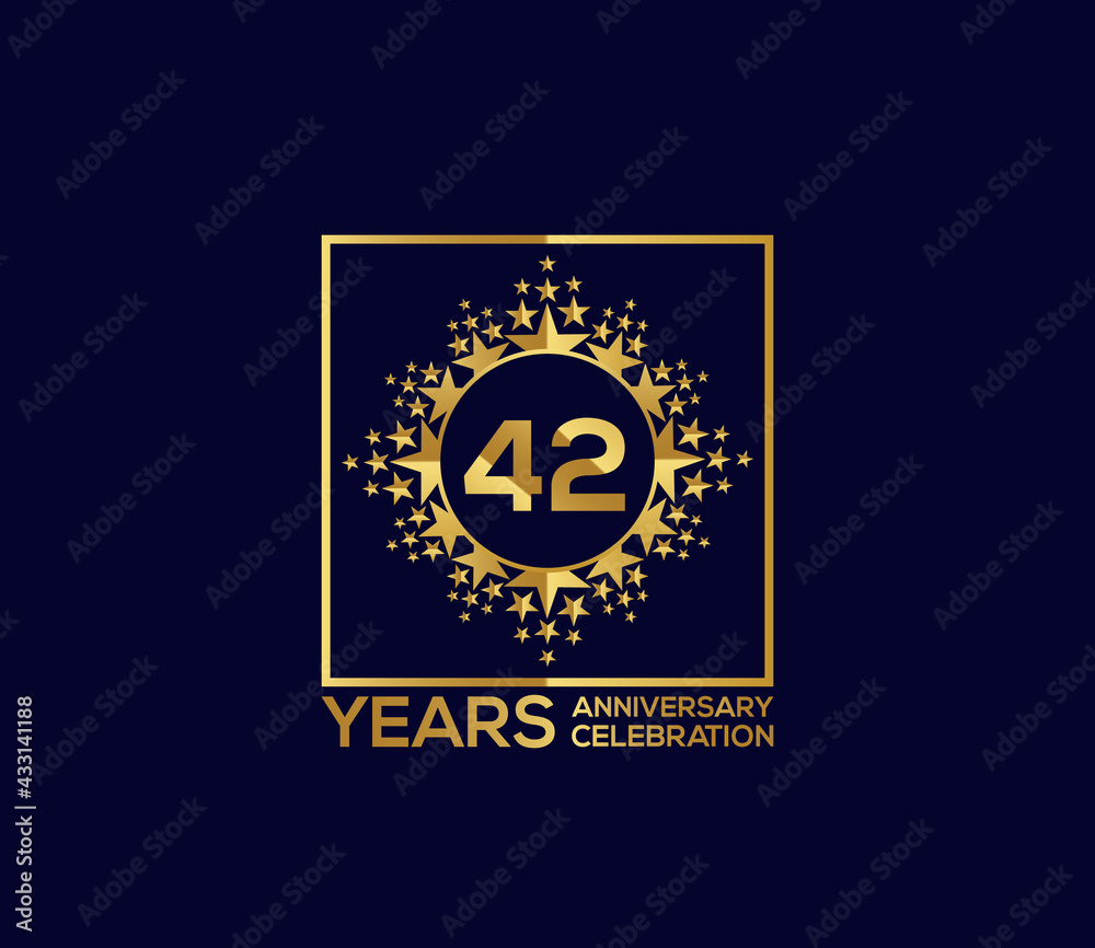 Naklejka premium Star Design Shape element, Luxury Gold Color Mixed Design, 42 Year Anniversary, Invitations, Party Events