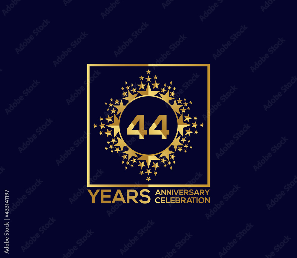Naklejka premium Star Design Shape element, Luxury Gold Color Mixed Design, 44 Year Anniversary, Invitations, Party Events