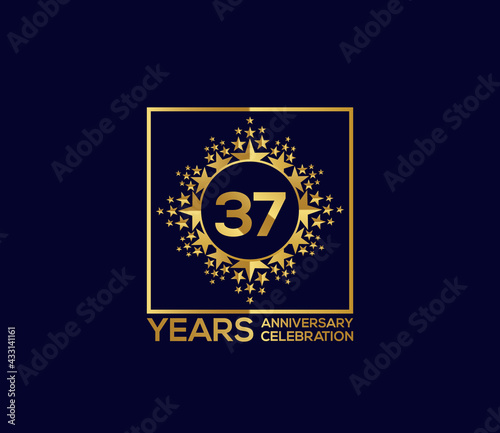 Star Design Shape element, Luxury Gold Color Mixed Design, 37 Year Anniversary, Invitations, Party Events © LogoDesign24
