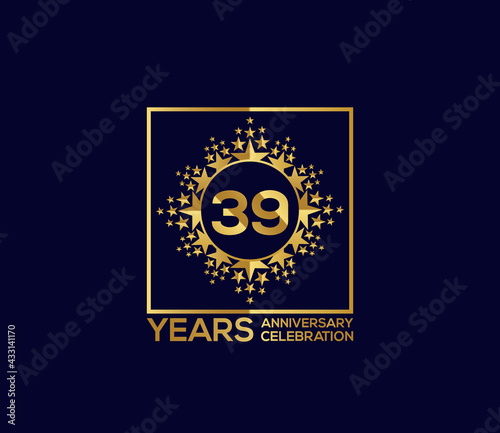 Star Design Shape element, Luxury Gold Color Mixed Design, 39 Year Anniversary, Invitations, Party Events
