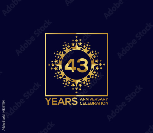 Star Design Shape element, Luxury Gold Color Mixed Design, 43 Year Anniversary, Invitations, Party Events © LogoDesign24