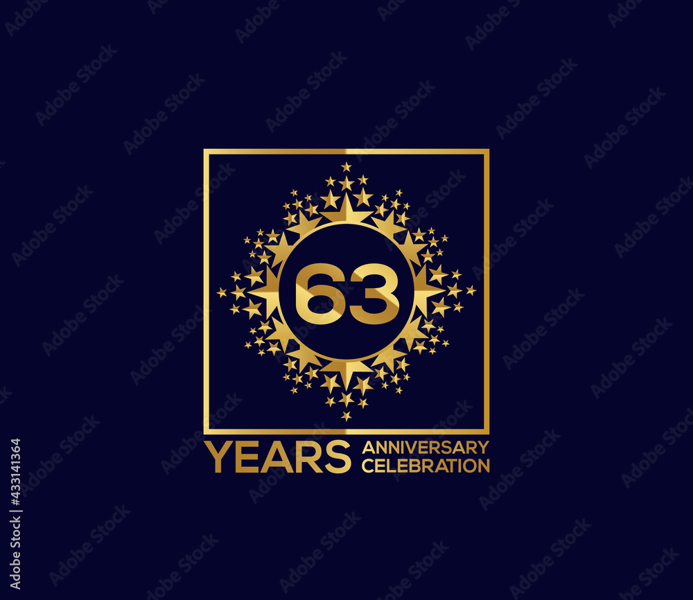 Naklejka premium Star Design Shape element, Luxury Gold Color Mixed Design, 63 Year Anniversary, Invitations, Party Events