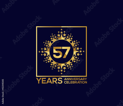 Star Design Shape element, Luxury Gold Color Mixed Design, 57 Year Anniversary, Invitations, Party Events