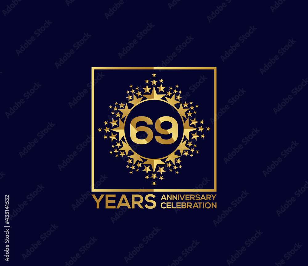 Fototapeta premium Star Design Shape element, Luxury Gold Color Mixed Design, 69 Year Anniversary, Invitations, Party Events