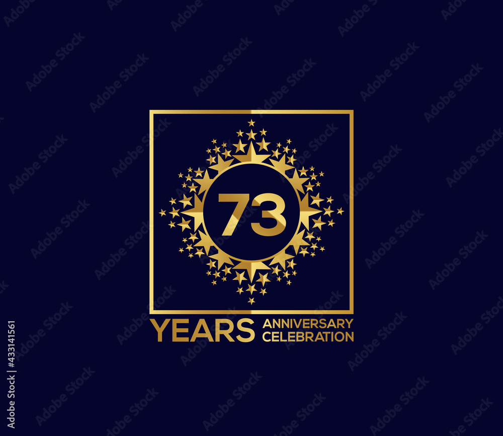 Naklejka premium Star Design Shape element, Luxury Gold Color Mixed Design, 73 Year Anniversary, Invitations, Party Events
