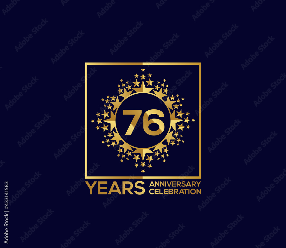 Naklejka premium Star Design Shape element, Luxury Gold Color Mixed Design, 76 Year Anniversary, Invitations, Party Events