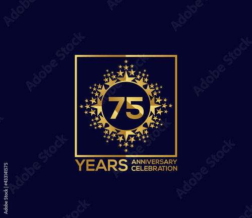 Star Design Shape element, Luxury Gold Color Mixed Design, 75 Year Anniversary, Invitations, Party Events