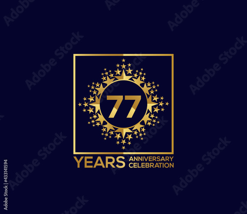 Star Design Shape element, Luxury Gold Color Mixed Design, 77 Year Anniversary, Invitations, Party Events