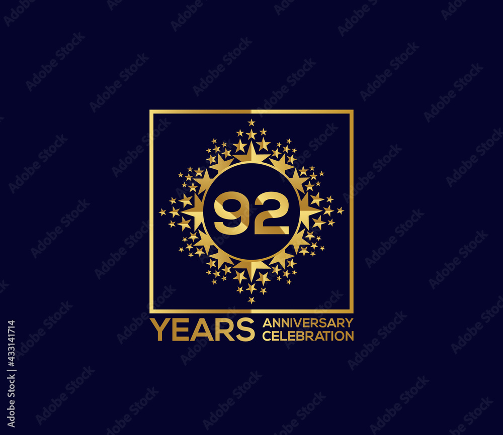 Fototapeta premium Star Design Shape element, Luxury Gold Color Mixed Design, 92 Year Anniversary, Invitations, Party Events