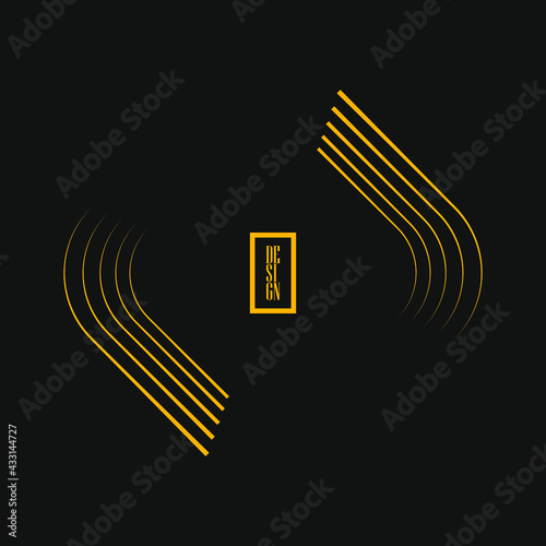 Yellow abstract rounded shape. Geometric art. Trendy design element for technology logo, tattoo, sign, symbol, emblem, badges, web pages, prints, template, pattern and abstract background