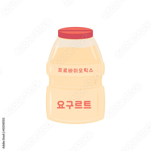 Yogurt Drink, Probiotic Drink, Yogurt Bottle, Korean Yogurt Drink, Health Drink, Asian Yogurt, Vector Illustration Background
