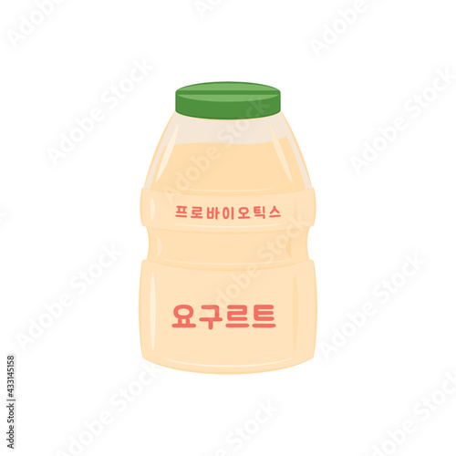 Yogurt Drink, Probiotic Drink, Yogurt Bottle, Korean Yogurt Drink, Health Drink, Asian Yogurt, Vector Illustration Background
