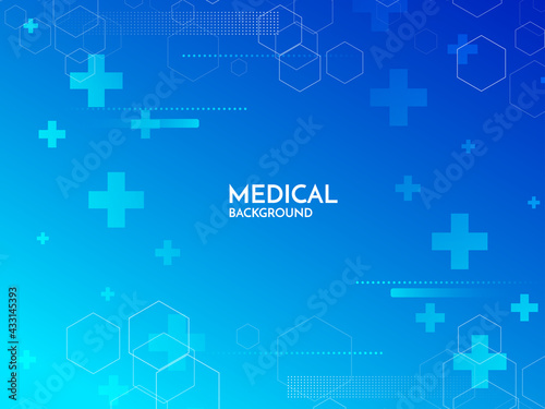 Blue healthcare and medical background with plus sign