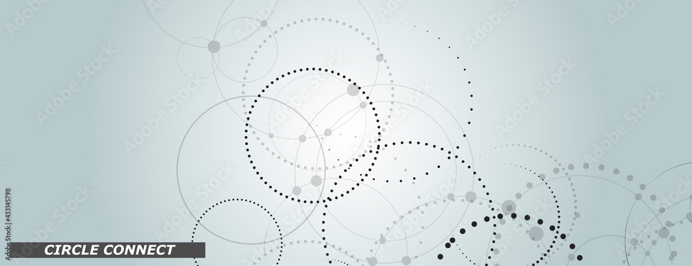 Black connect dotted circle in modern style on halftone background. Communication network. Abstract background banner. Modern vector illustration Black connect dotted circle in modern style on halftone background. Communication network. Abstract background banner. Modern vector illustration