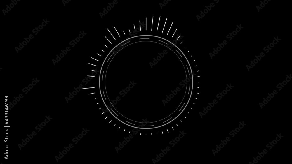 Round sound wave design on a black background, White circle digital sound equalizer.