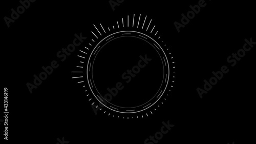 Round sound wave design on a black background, White circle digital sound equalizer.