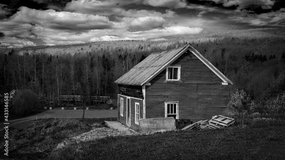 An old house in a black and white picture An old house in a black and white picture