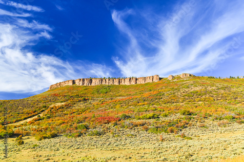 Fitzpatrick Mesa - Rocky ridge above Blue Mesa Reservoir in the Curecanti National Recreational Area, Colorado in Autumn