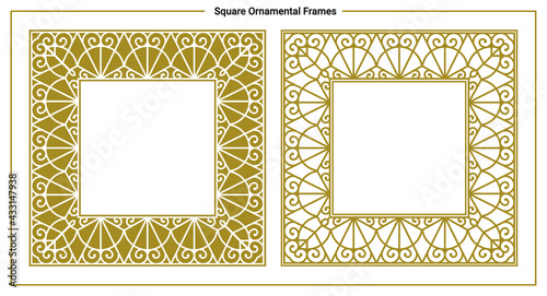 Classic ornamental frames and squares, in a beautiful, simple, and elegant style based on the metal works of the eiffel tower in France, Paris