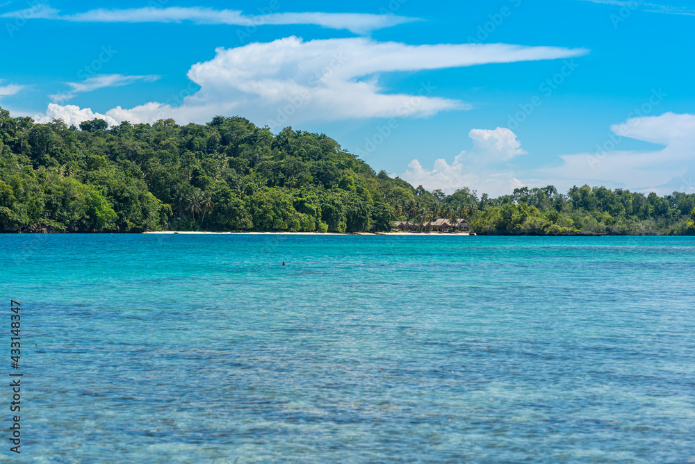 Coastline of the Togian Island Batudaka in the Gulf of Tomini in Sulawesi. The Islands are a paradise for divers and snorkelers and offers an incredible diversity of species