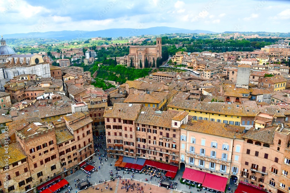 Fototapeta premium Aerial View of the Piazza del Campo in Siena Italy #1