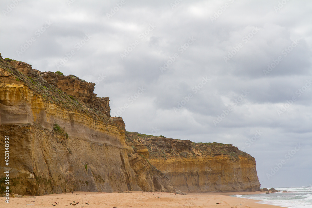 Cliffs Along the Beach, Twelve Apostles, Great Ocean Road, Australia, Port Campbell National Park