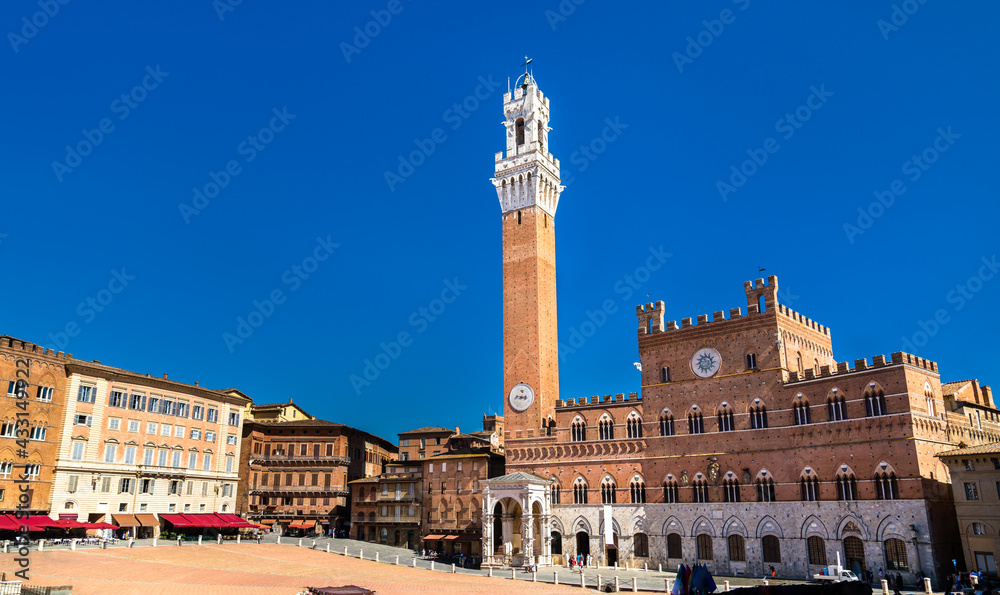 Fototapeta premium Palazzo Pubblico and Torre del Mangia in Siena, Italy