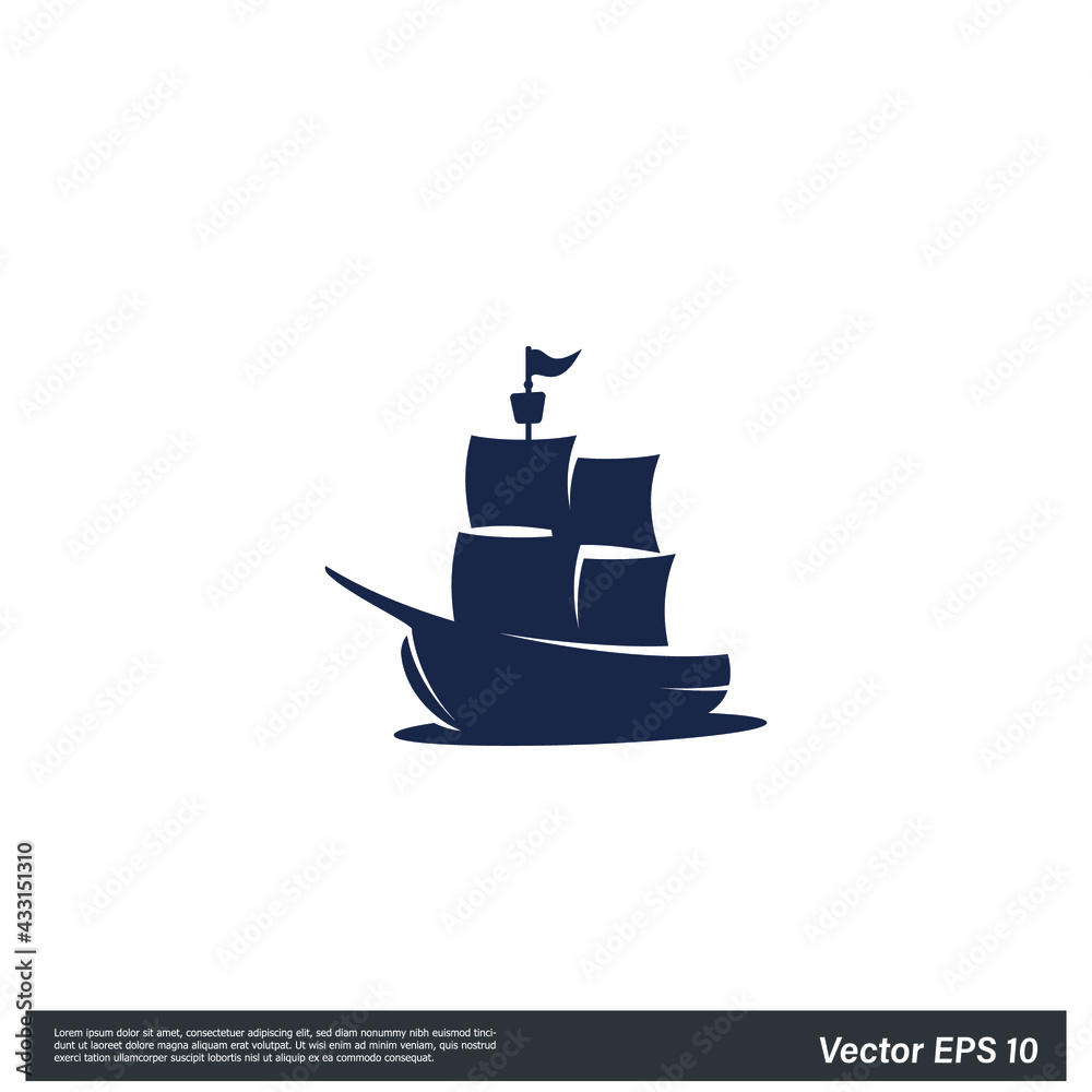 cargo ship icon vector logo template