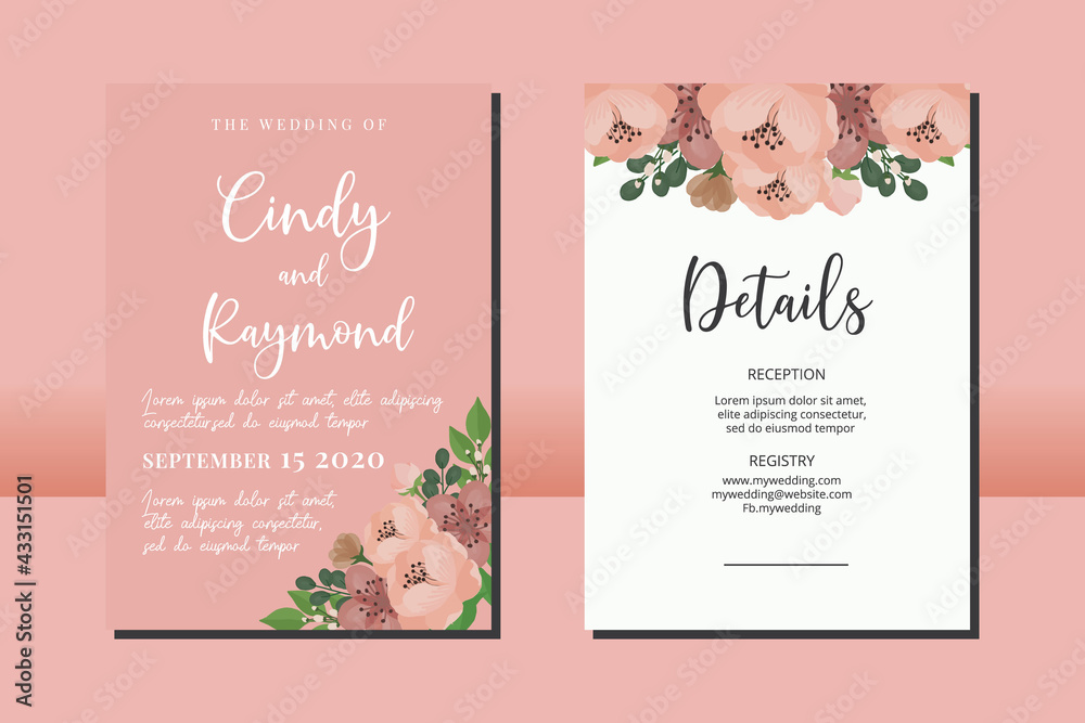 Wedding invitation frame set, digital art hand drawn Peony Flower design Invitation Card Template Wedding invitation frame set, digital art hand drawn Peony Flower design Invitation Card Template