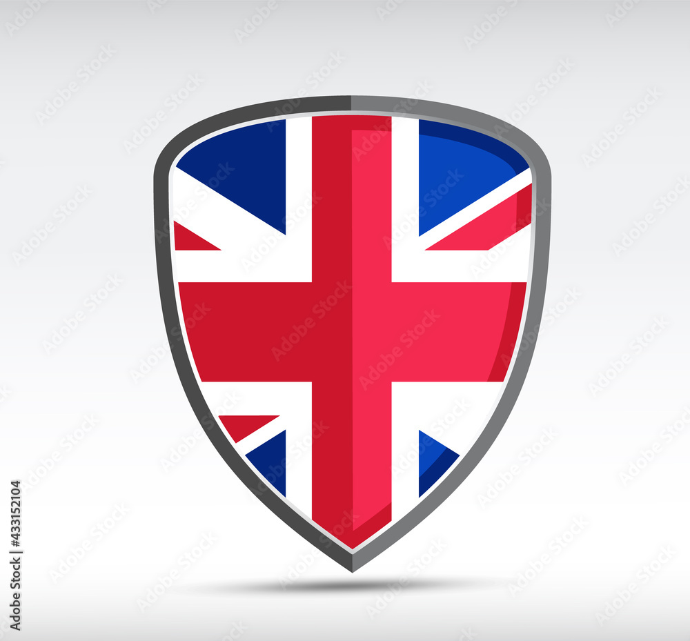 Obraz premium Shield icon with state flag of Great Britain